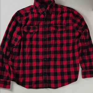Men's Long Sleeve Red Plaid Flannel